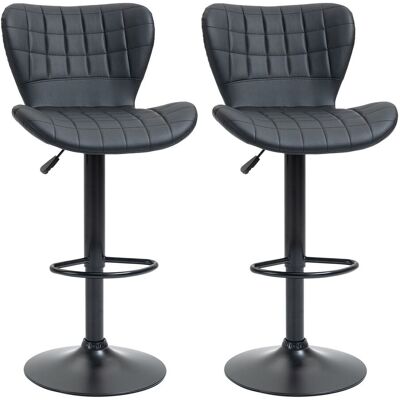 HOMCOM Barhocker 2er-Set mit Rückenlehne für Küche Esszimmer Kunstleder Schwarz 47 x 56 x 89-109 cm HOMCOM Barhocker 2er-Set mit Rückenlehne für Küche Esszimmer Kunstleder Schwarz 47 x 56 x 89-109 cm