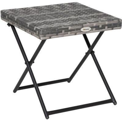 Outsunny Polyrattan Beistelltisch klappbar Couchtisch Gartenmöbel Falttisch Metall Grau 40 x 40 x 40 cm Outsunny Polyrattan Beistelltisch klappbar Couchtisch Gartenmöbel Falttisch Metall Grau 40 x 40 x 40 cm