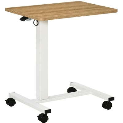 HOMCOM Höhenverstellbar Beistelltisch mit Rollen Natur+Weiß Belastbar bis 70 kg 65 x 48 x 70-110 cm HOMCOM Höhenverstellbar Beistelltisch mit Rollen Natur+Weiß Belastbar bis 70 kg 65 x 48 x 70-110 cm