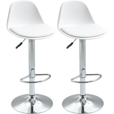 HOMCOM - 2er-Set Drehstühle mit Lehne - Weiß - Bar Stool HOMCOM - 2er-Set Drehstühle mit Lehne - Weiß - Bar Stool