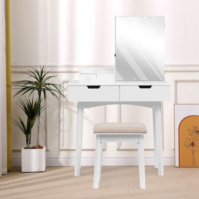 Happy Home Schminktisch mit Spiegel, 3 Schubladen und Hocker HDT08-WEI weiß Happy Home Schminktisch mit Spiegel, 3 Schubladen und Hocker HDT08-WEI weiß