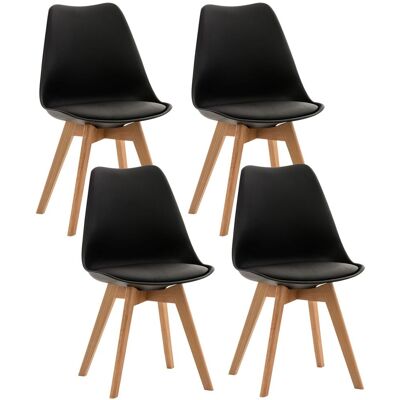 CLP 4er Set Esszimmerstühle Linares Gestell Buche mit Sitzpolster schwarz CLP 4er Set Esszimmerstühle Linares Gestell Buche mit Sitzpolster schwarz