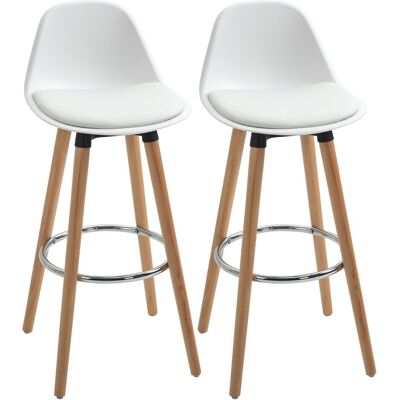 HOMCOM 2er-Set Barhocker Barstuhl Küchenhocker Tresenstuhl mit Fußstützen, Weiß HOMCOM 2er-Set Barhocker Barstuhl Küchenhocker Tresenstuhl mit Fußstützen, Weiß