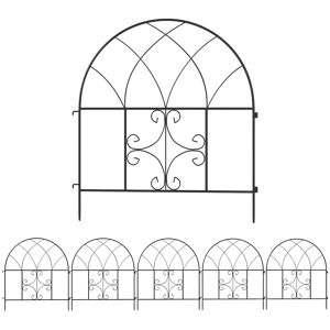 Outsunny Gartenzaun Zaun Stahl 300 cm x 70 cm hoch Dekorativer Gitterzaun Set Outsunny Gartenzaun Zaun Stahl 300 cm x 70 cm hoch Dekorativer Gitterzaun Set