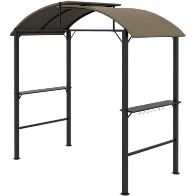 Outsunny Grillpavillon Unterstand 1,1 x 2,3m, 2 Seitenablagen, Haken, Stahlrahmen, Khaki Outsunny Grillpavillon Unterstand 1,1 x 2,3m, 2 Seitenablagen, Haken, Stahlrahmen, Khaki