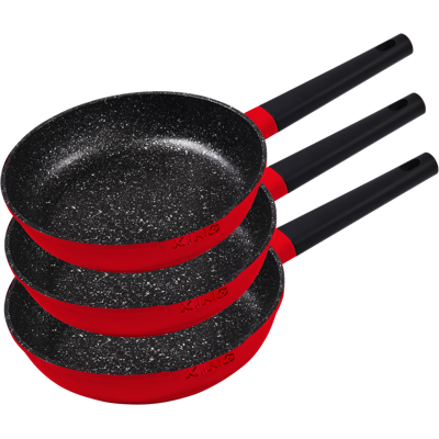 KING 3tlg. Bratpfannenset« SHINE-RED Induktion, 20+24+28cm KING 3tlg. Bratpfannenset« SHINE-RED Induktion, 20+24+28cm