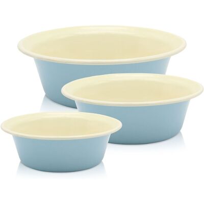 KRÜGER 90159 Set aus 3 Pastellblau emaillierte Schalen - Servierschalen KRÜGER 90159 Set aus 3 Pastellblau emaillierte Schalen - Servierschalen