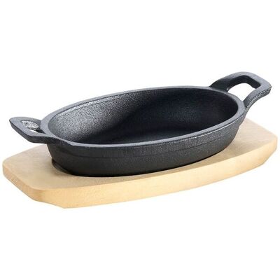 Allgrill Gusseisenpfännchen und Untersetzer 21x15,5cm oval schwarz Allgrill Gusseisenpfännchen und Untersetzer 21x15,5cm oval schwarz