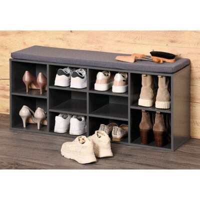 Kesper Universal-/ Schuhschrank mit Sitzkissen - Grau lackiert Kesper Universal-/ Schuhschrank mit Sitzkissen - Grau lackiert