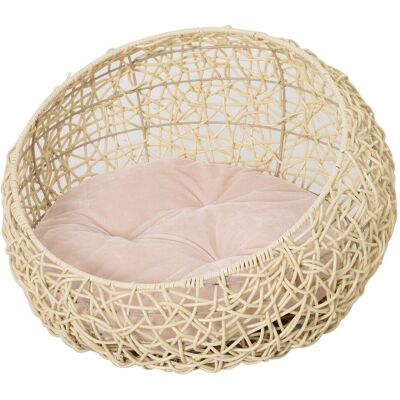 PawHut - Ø56xH35 - Beige - PVC/Rattan - Katzenhöhle PawHut - Ø56xH35 - Beige - PVC/Rattan - Katzenhöhle