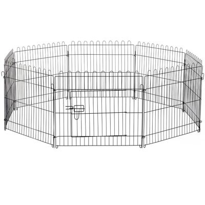 PawHut Welpenauslauf - 180cm Schwarz Metall Hundegitter PawHut Welpenauslauf - 180cm Schwarz Metall Hundegitter