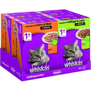 Sheba WHISKAS Portionsbeutel Multipack 1+ Auswahl mit Huhn und Rind in Sauce 40 x 100g