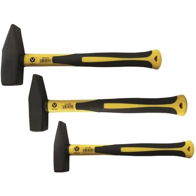 Vago-Tools Profi 3 tlg Set Schlosserhammer Fiberglas Stiel Schlosser 500g 800g 1000g Vago-Tools Profi 3 tlg Set Schlosserhammer Fiberglas Stiel Schlosser 500g 800g 1000g