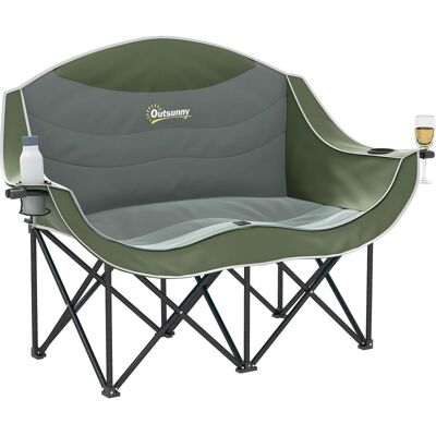 Outsunny Faltstuhl faltbar 2 Sitzer Campingstuhl mit Getränkehalter Tragetasche Outdoor Outsunny Faltstuhl faltbar 2 Sitzer Campingstuhl mit Getränkehalter Tragetasche Outdoor