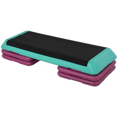 HOMCOM Steppbrett Aerobic Fitness Heimtrainer höhenverstellbar Schwarz+Grün+Violett 110 x 40 x 20 cm HOMCOM Steppbrett Aerobic Fitness Heimtrainer höhenverstellbar Schwarz+Grün+Violett 110 x 40 x 20 cm