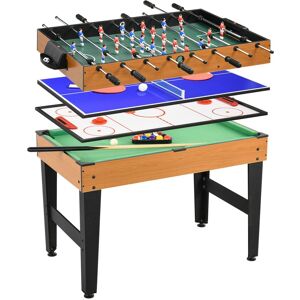 HOMCOM 4 in 1 Multigame Spieletisch, Partyspieltisch mit Tischtennis Stahl, Naturholz HOMCOM 4 in 1 Multigame Spieletisch, Partyspieltisch mit Tischtennis Stahl, Naturholz