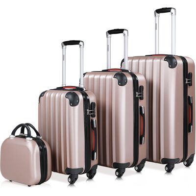 Casaria monzana Hartschalenkoffer-Set Baseline 4-tlg. Rosé ABS Casaria monzana Hartschalenkoffer-Set Baseline 4-tlg. Rosé ABS