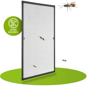 Juskys Fliegengitter mit Alu-Rahmen 80 x 100 cm für Fenster zum Einhängen UV-beständig in Anthrazit