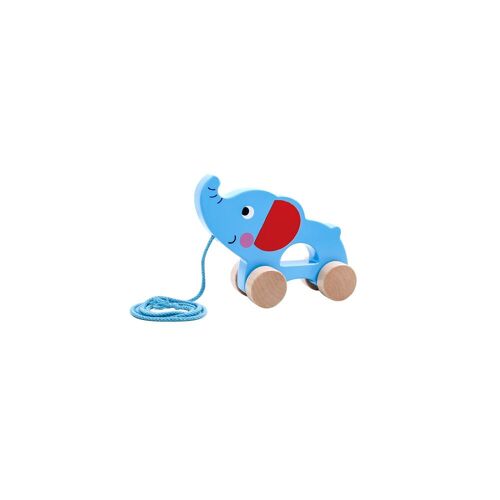 Tooky Toy Kinder Holzziehspielzeug Elefant TKC264, drin, draußen, ab 18 Monate blau