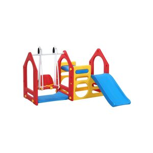 LittleTom Kinder Spielhaus mit Rutsche Schaukel 155x135cm Spiel-Turm Kletter-Haus Kunststoff Kinderspielhaus