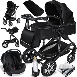 KESSER® Loops 3 in 1 Kinderwagen Kombikinderwagen Komplettset incl. Babywanne & Buggy Sportsitz & Auto-Babyschale - Voll-Gummireifen - Wickeltasche/Regenschutz/Kindertisch Set