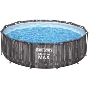 Bestway® Steel Pro MAX™ Frame Pool-Set mit Filterpumpe Ø 366 x 100 cm, Holz-Optik (Mooreiche), rund