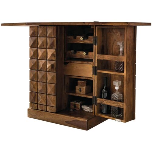 tinkaro Barschrank PUNA Weinschrank Sheesham Weinbar Holz Holzschrank