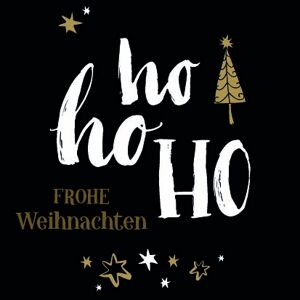 ratioform Geschenketikett „Ho Ho Ho - Frohe Weihnachten“, schwarz, 35 x 35 mm