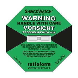 ratioform Shockwatch®, Präzisionsindikator, hellgrün, geeignet für 100 g/50 ms