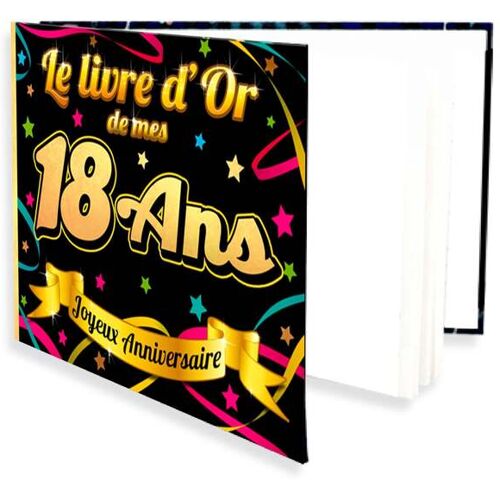 SUD TRADING Gästebuch 18. Geburtstag, schwarzes Cover, goldene Schrift