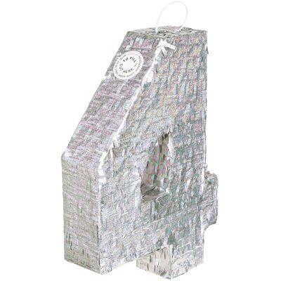 BOLAND BV Silberne Hologramm-Pinata Zahl 4 – 40x28x8cm Party-Deko BOLAND BV Silberne Hologramm-Pinata Zahl 4 – 40x28x8cm Party-Deko