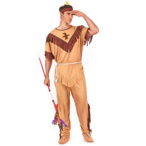 KARNEVAL-MEGASTORE Stammeskrieger Indianer-Herrenkostüm beige-braun - male