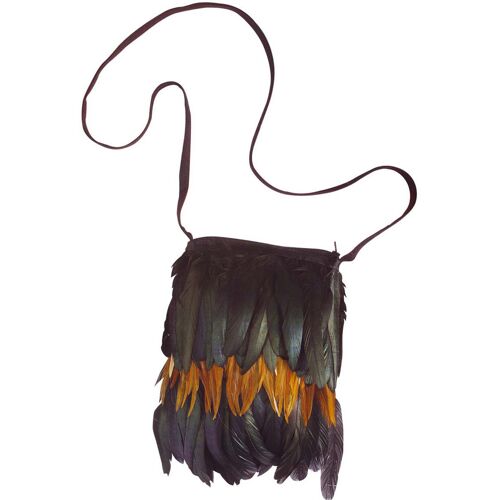 WIDMANN Indianer Handtasche Federn schwarz-braun