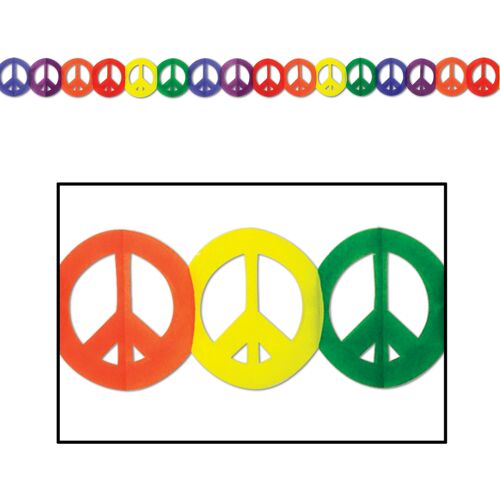 360 DEGREES Hippie Girlande Party-Deko Peace-Zeichen bunt 365x15cm