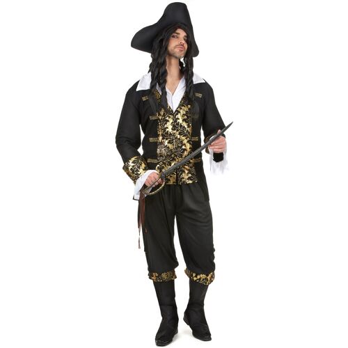KARNEVAL-MEGASTORE Edler Piraten-Kapitän Kostüm Freibeuter Plus Size schwarz-gold