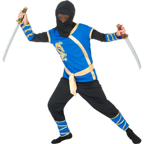 KARNEVAL-MEGASTORE Ninja Krieger Kinderkostüm schwarz-blau