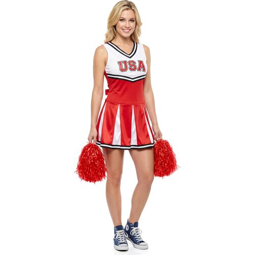 FIESTAS GUIRCA, S.L. Cheerleaderin Damenkostüm Sportlerin weiss-rot-schwarz
