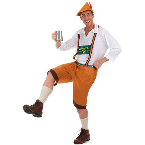 KARNEVAL-MEGASTORE Herrenkostüm Bayer mit Lederhose orange-weiß-bunt
