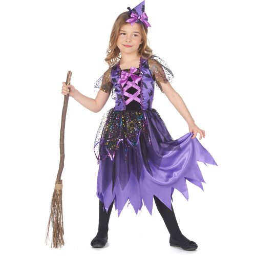 KARNEVAL-MEGASTORE Hexen-Mädchenkostüm Zauberin lila-schwarz