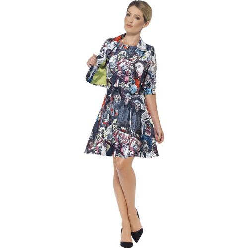 SMIFFY''S Zombie Halloween-Damenkostüm schwarz-bunt