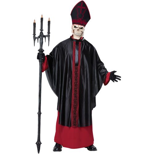 KARNEVAL-MEGASTORE Dunkler Horror-Papst Halloweenkostüm Skelett schwarz-rot