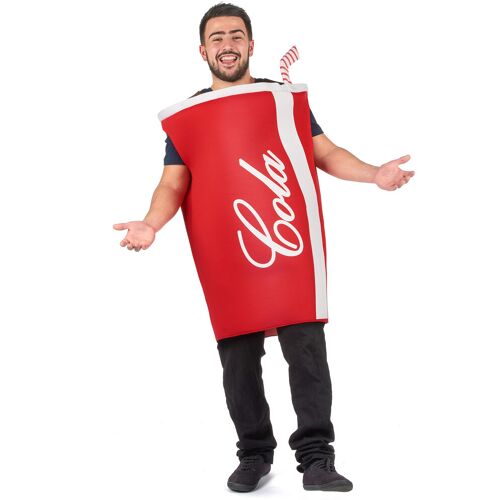 KARNEVAL-MEGASTORE Lustiges Cola-Becher Kostüm für Erwachsene rot-weiss