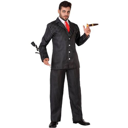 ATOSA Klassischer Gangster Gentleman Herren Kostüm schwarz-weiss-rot - male