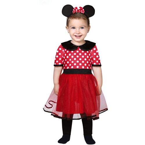 FIESTAS GUIRCA, S.L. Cartoon-Maus-Kostüm für Babys und Kleinkinder Baby-Kareval-Kostüm rot-schwarz-weiss