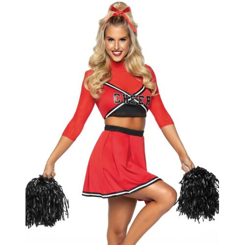 LEG-AVENUE Hochwertiges Cheerleader-Damenkostüm rot-schwarz-weiss