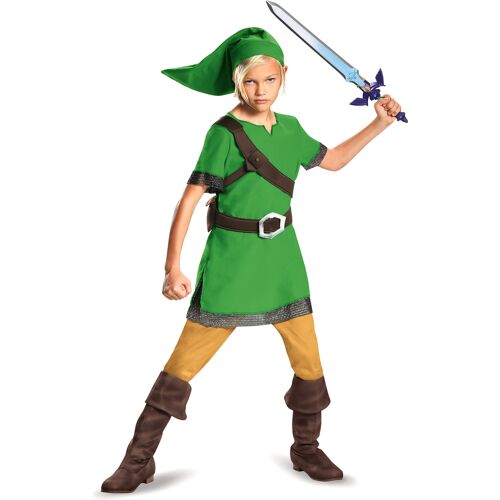 KARNEVAL-MEGASTORE Link-Kostüm für Kinder Zelda-Cosplay Fasching grün-braun