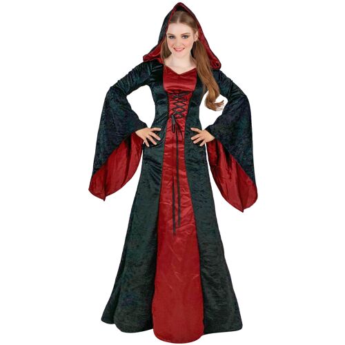KARNEVAL-MEGASTORE Düstere Kultistin Gothic-Damenkostüm für Halloween schwarz-rot