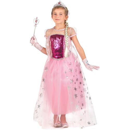 KARNEVAL-MEGASTORE Märchenprinzessin-Kostüm für Mädchen rosa-silberfarben-blond - female