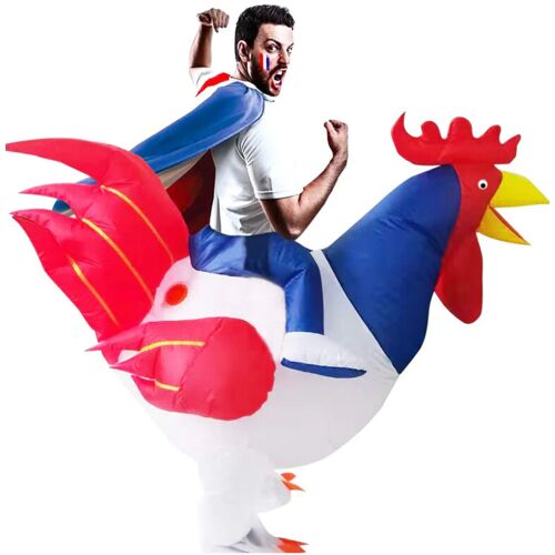 ORIGINAL CUP Hahn Kostüm aufblasbar Erwachsene weiß-rot-blau