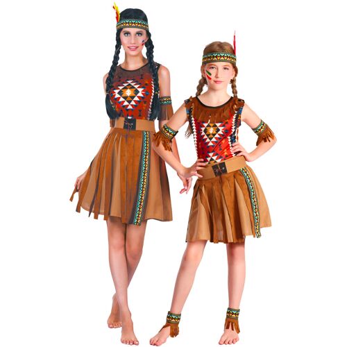 BCI Indianer Paarkostüm Mutter Tochter braun-bunt